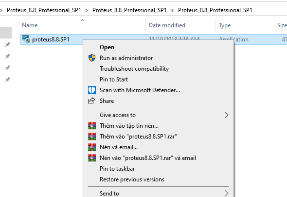 Chạy file setup bằng quyền admin Chạy file setup bằng quyền admin