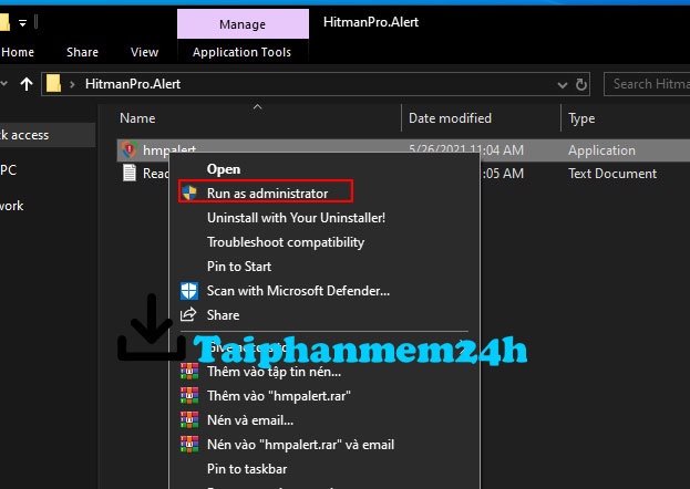 Chạy file cài đặt bằng quyền admin
