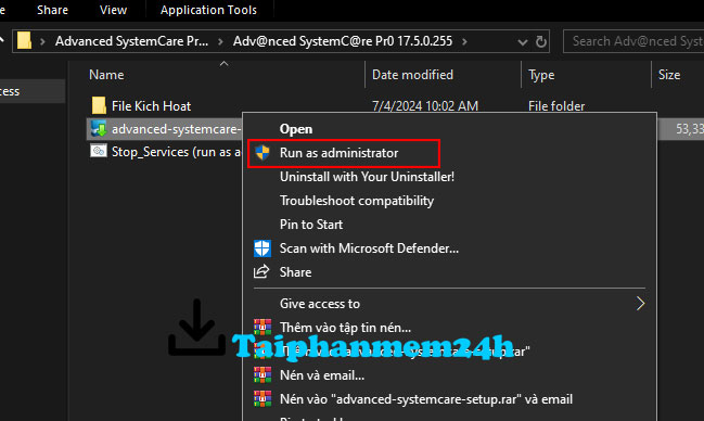 Chạy file cài đặt bằng quyền admin Chạy file cài đặt bằng quyền admin