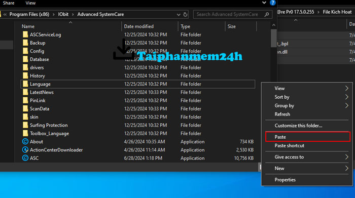 Dán 4 file kích hoạt vào thư mục cài đặt phần mềm Dán 4 file kích hoạt vào thư mục cài đặt phần mềm