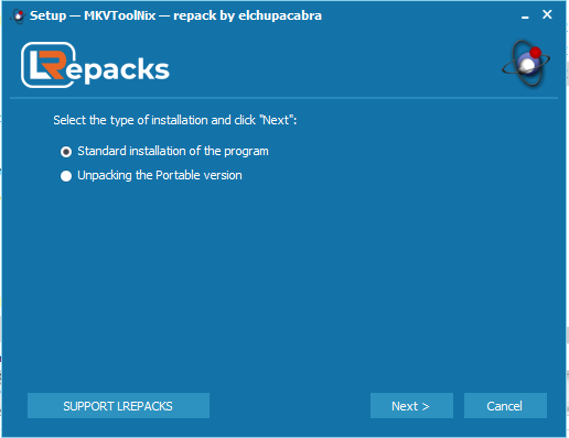 Check vào ô Standard installation of the program rồi nhấn Next