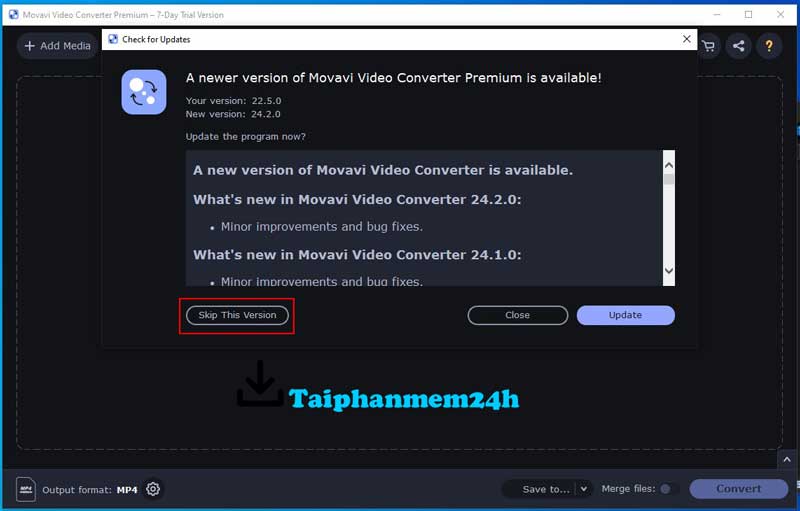 Chọn Skip This Version để bỏ qua cập nhật phần mềm Chọn Skip This Version để bỏ qua cập nhật phần mềm