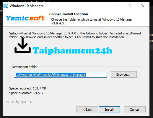 Giữ nguyên mặc định thư mục cài đặt và nhấn Install Giữ nguyên mặc định thư mục cài đặt và nhấn Install