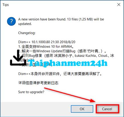 Nhấn Cancel