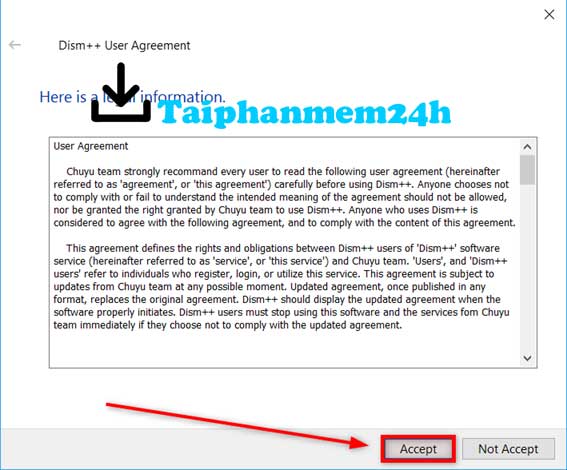 Tích Accept đồng ý điều khoản