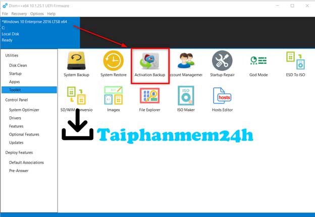 Chọn Activation Backup