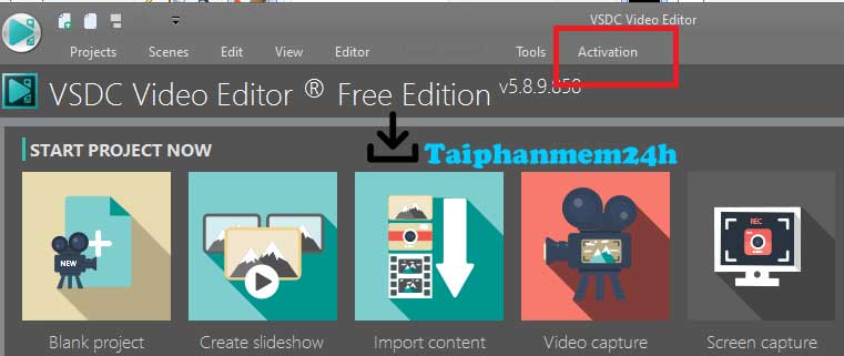 Click vào phần Activation Click vào phần Activation