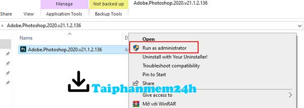 Chạy file bằng quyền admin