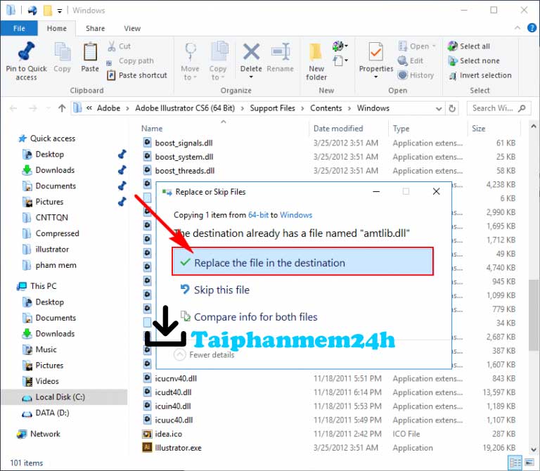 Dán file kích hoạt vào thư mục cài đặt phần mềm Dán file kích hoạt vào thư mục cài đặt phần mềm