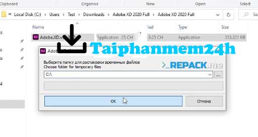 Nhấn OK để giải nén File cài đặt