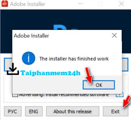 Nhấn Ok rổi nhấn Exit hoàn tất cài đặt