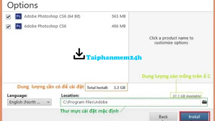 Tích chọn phiên bản và nhấn Install để cài đặt phần mềm