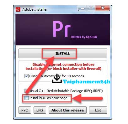 Tích như hình và nhấn Install