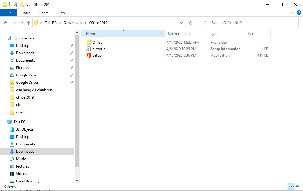 Chạy file setup Chạy file setup
