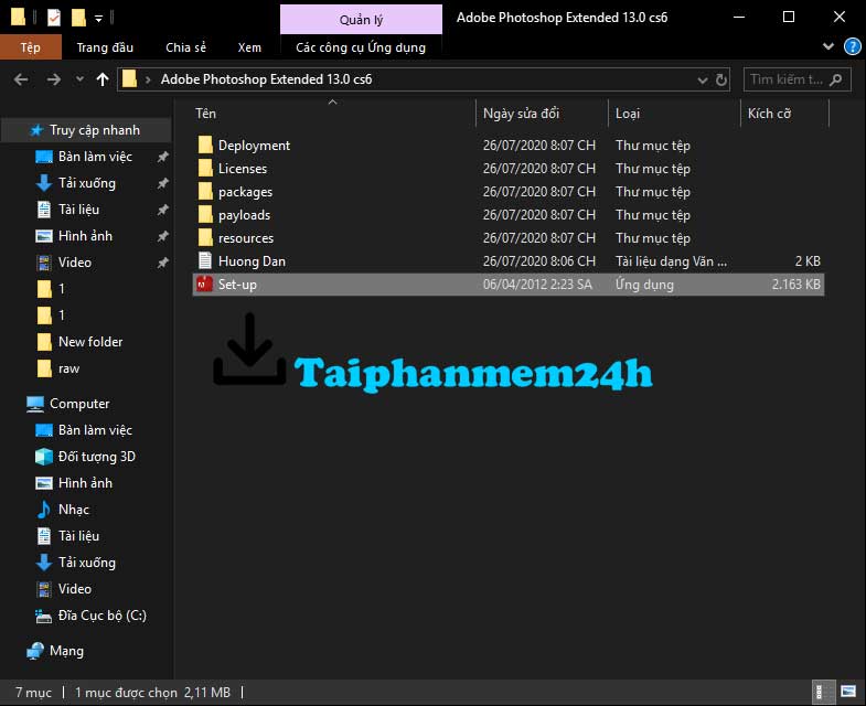 Chạy file setup