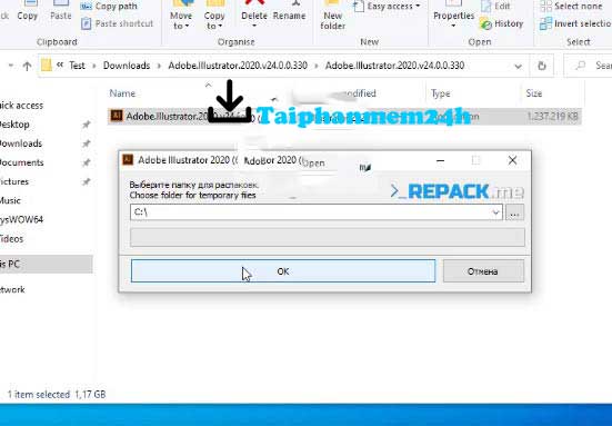 Nhấn Ok để giải nén bộ cài đặt