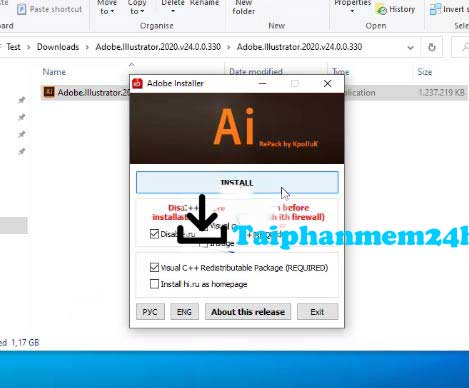 Tích như hình và nhấn Install